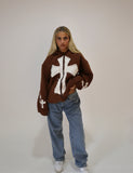 Brown Cross Zip Hoodie