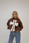 Brown Cross Zip Hoodie