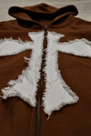 Brown Cross Zip Hoodie