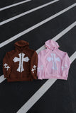 Brown Cross Zip Hoodie