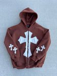 Brown Cross Zip Hoodie