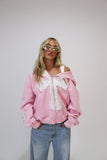 Pink Cross Zip Hoodie